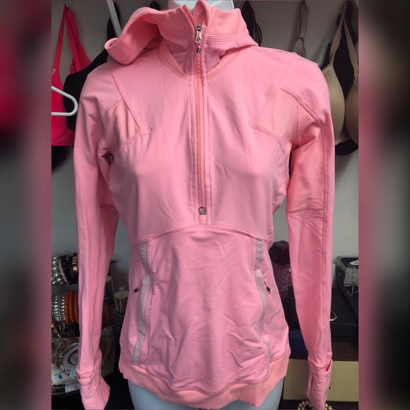lululemon athletica Tops - Lululemon pink hooded pullover running top